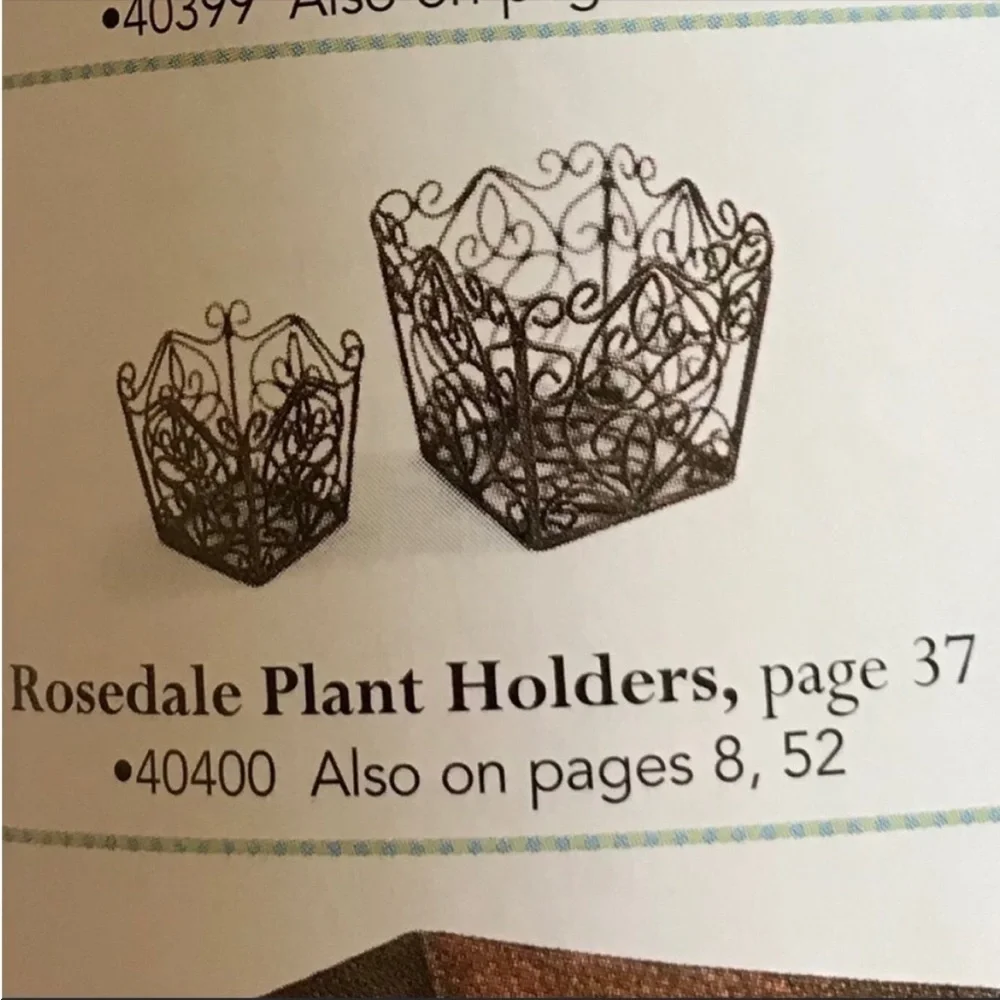 SL@H Vintage Rustic Rosedale Metal Scroll Baskets/Plant Holders